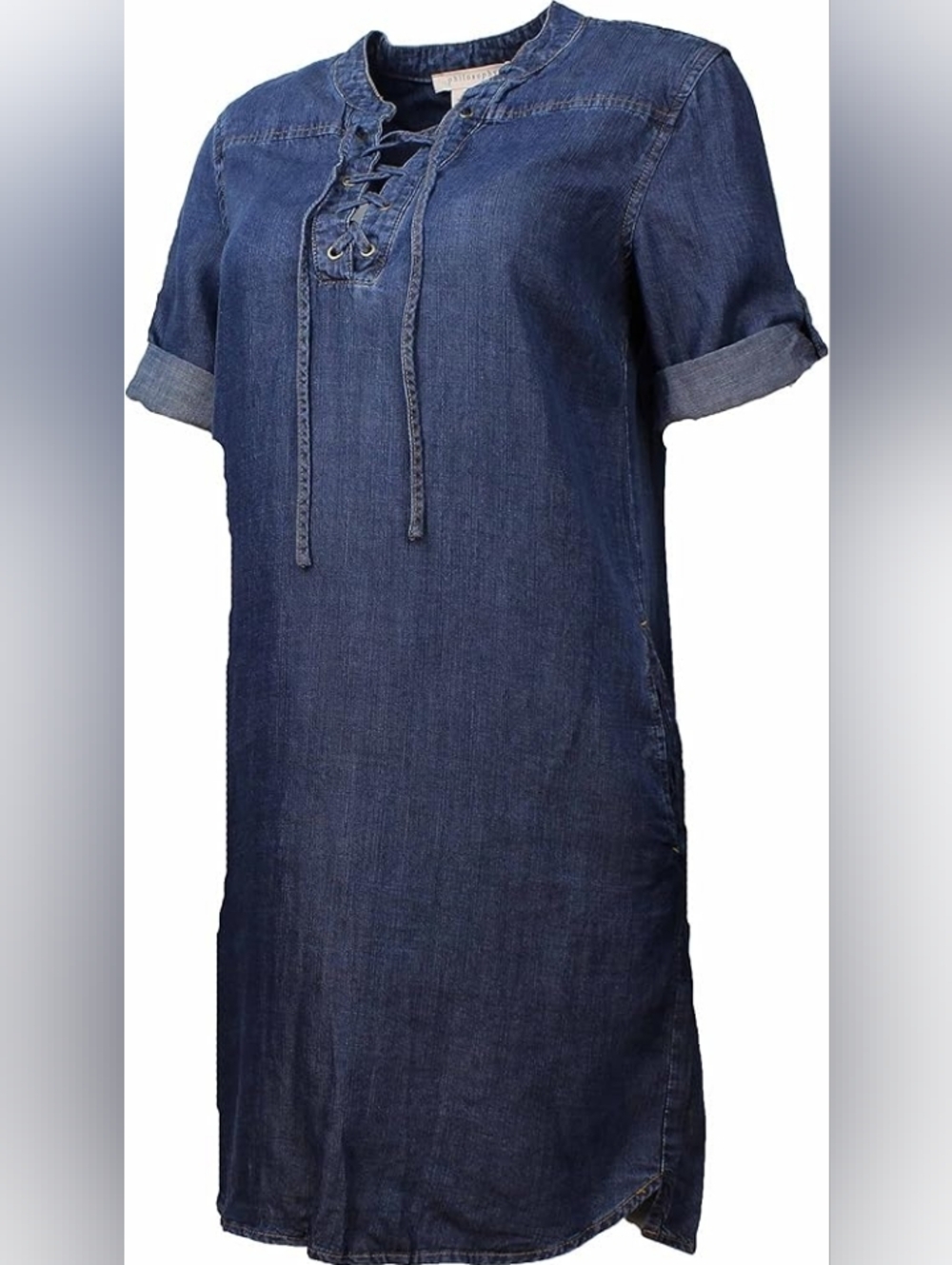 NWT Philosophy Tencel Lace Up Dress Dark Wash